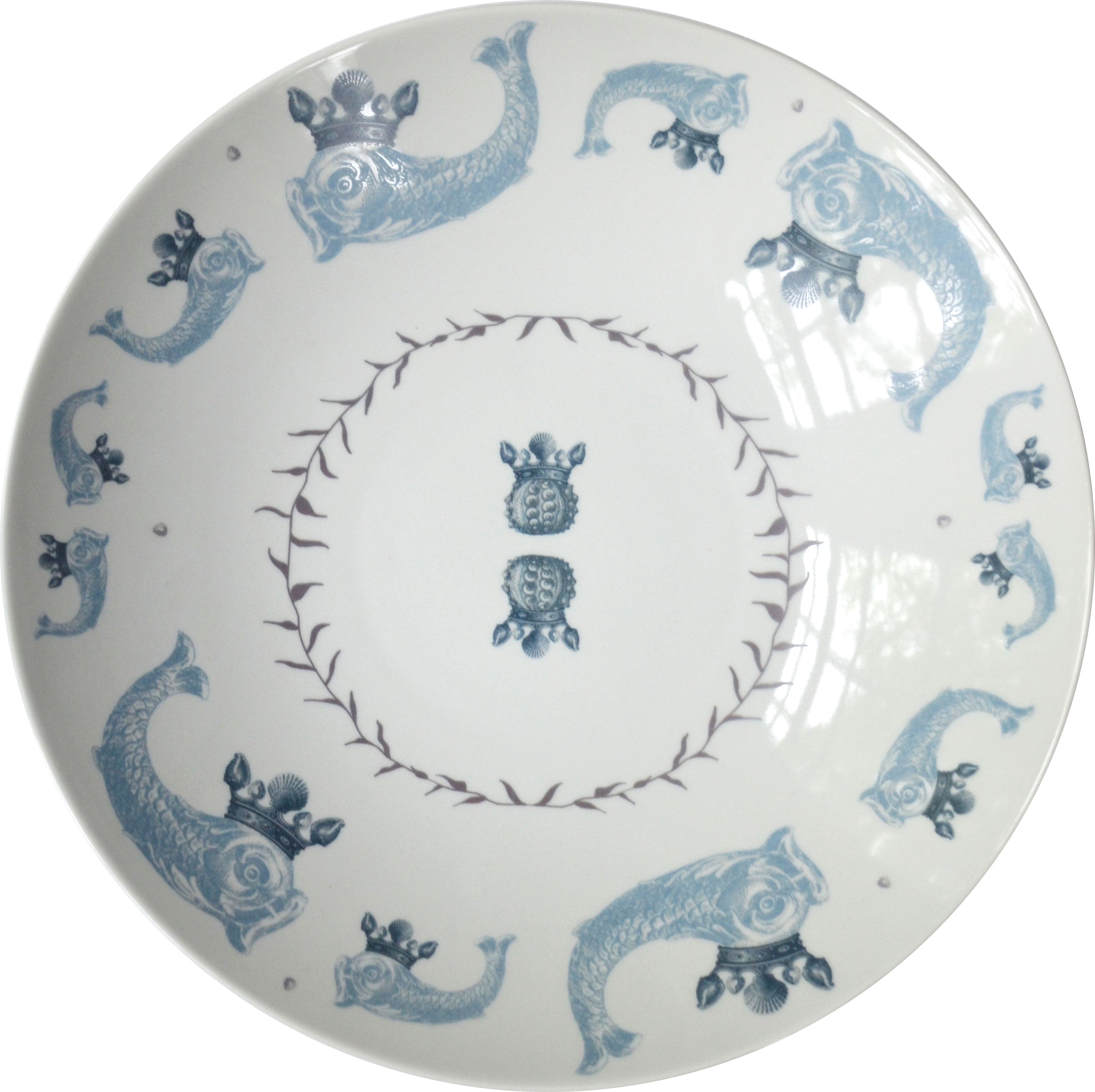 Duet Porcelain Coupe Serving Bowl, Azure
