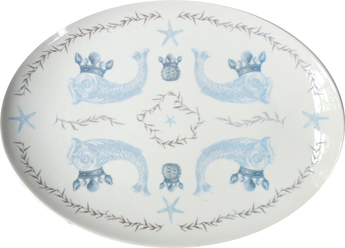 Duet Large Porcelain Coupe Serving Platter, Azure
