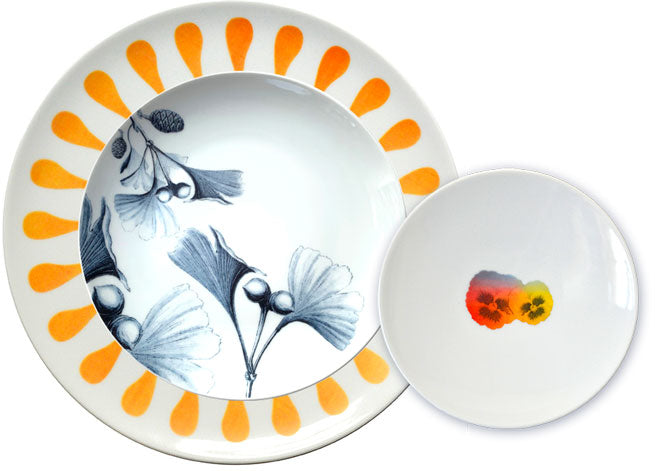 Gingko Leaves Salad/Dessert Plate, Cobalt