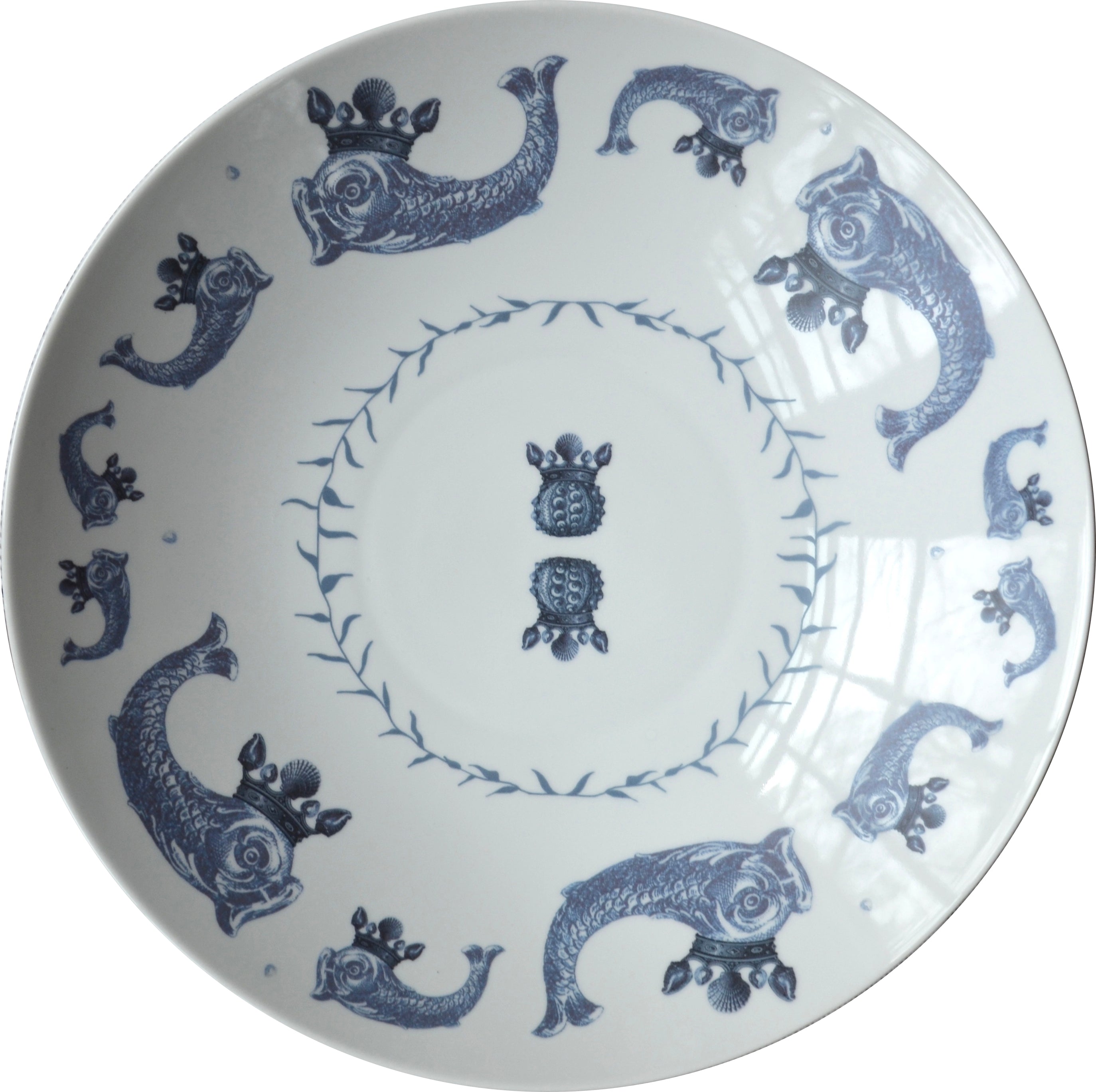 Duet Porcelain Coupe Serving Bowl, Indigo