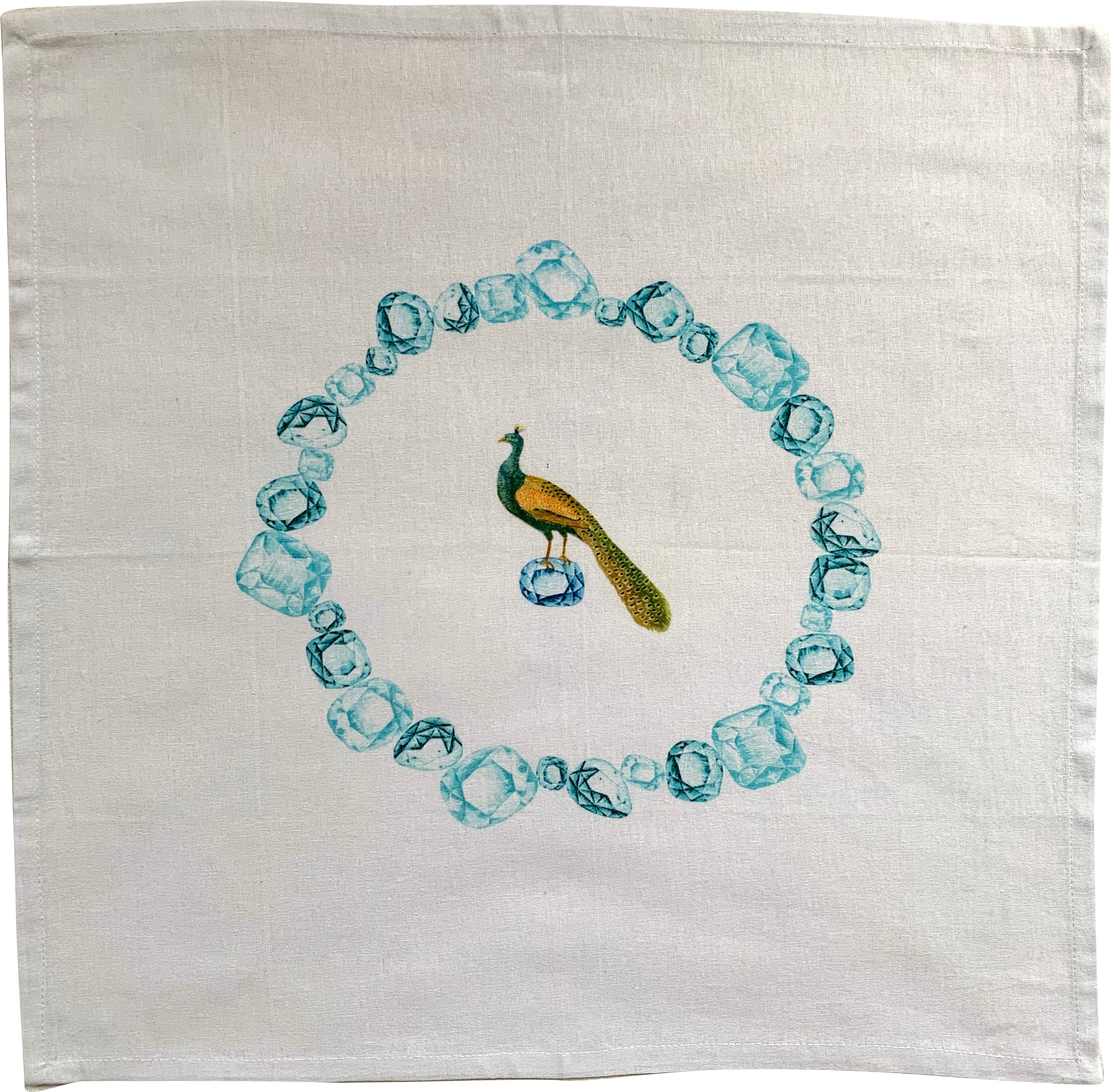 Peacock Gems Napkins. Set of 6.
