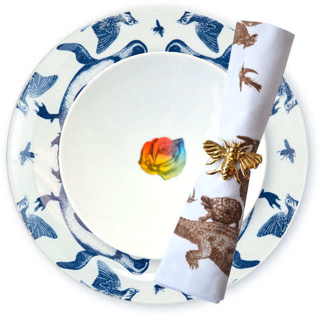 Rainbow Floral Small Plate, Rose